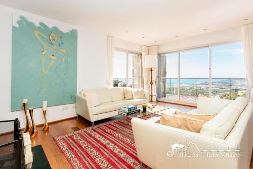 ห้องส่วนกลางสำหรับนั่งเล่น/ดูทีวี, Stylish Villa Havana with Sea Views, Private Pool & A/C in กินต์ มาร์