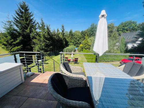 Erkély/terasz, Ferienhaus Fuxbau in Belgern Ot Neussen