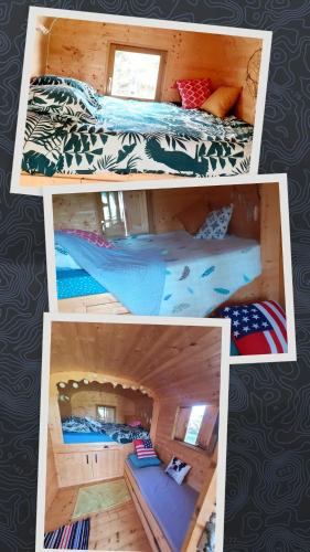 1 double bed, 2 bunk beds