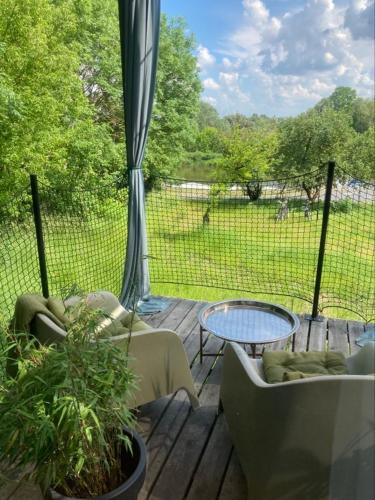 Riverfront Cabins in the garden