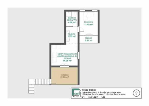 Charmant T2 près de la plage, au Gosier