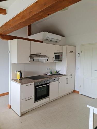 Kitchen, Monteurwohnung SEEBLICK AUSBLICK 16356 Werneuchen bei Berlin in Werneuchen
