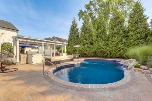 New Jersey Home with Private Office and Backyard Oasis, Brick