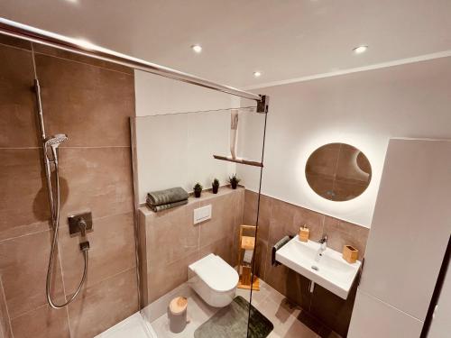 浴室, Haus am Jungbrunnen Apartment 1 in 巴特奧爾布