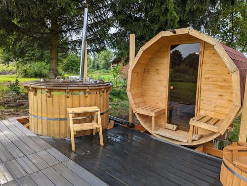 Osada Karszewo, sauna bania, ryby in Baumgart