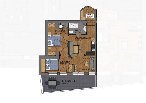 2 bedrooms, 3 beds