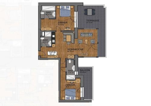 2 bedrooms, 3 beds