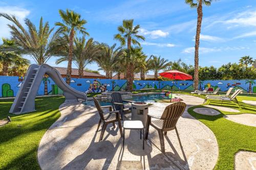 Super Mario Hideout: Desert Dream with Game Room & Pool Slide Super Mario Hideout: Desert Dream with Game Room & Pool Slide