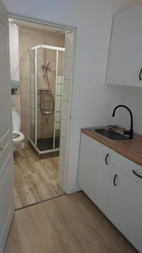 Shower, Stylish Studio with Kitchen Lille in Hellemmes