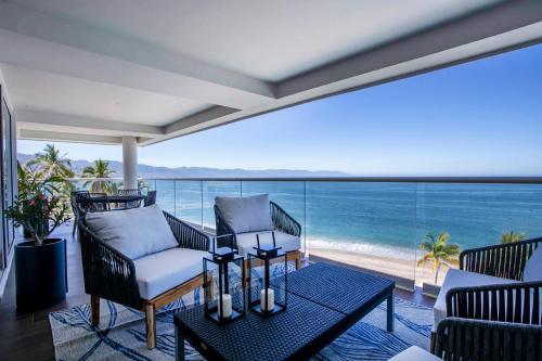 Upscale Corner Unit with Large Wrap Around Balcony and Pools in Puerto Vallarta, Mexico