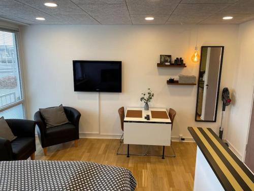 Shared lounge/TV area, Bo i centrum med egen p-plads, 5G wifi og Apple TV in Randers