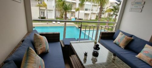 F3 Casabay beach sidi rahal vue sur piscine in Sidi Rahal