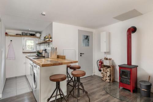 Konyha, Cabin by the lake for 4 people with Fireplace and Sauna in Joachimsthal
