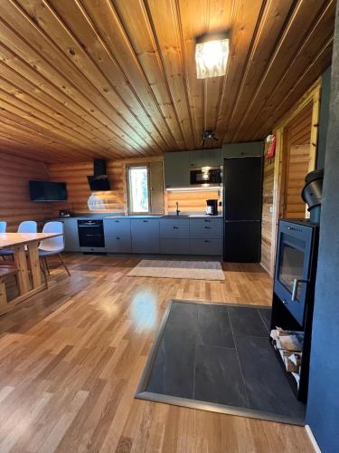 Logcabin, sauna, fireplace, view, kitchen in Yllasjarvi