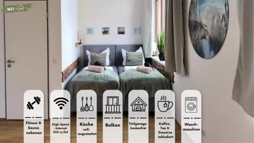 STRANDLOFT Chemnitz Apartment mit gratis Tiefgarage & Balkon- Fitness & Sauna direkt nebenan in Chemnitz, Deutschland