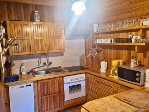 virtuve, Ferienhaus Marianna am See - free Sauna, Ruderboot, Kajak & WLAN in Krživonoga