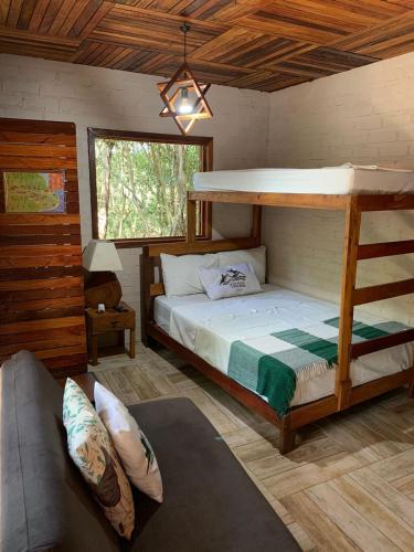 1 double bed, 1 bunk bed, 1 sofa bed