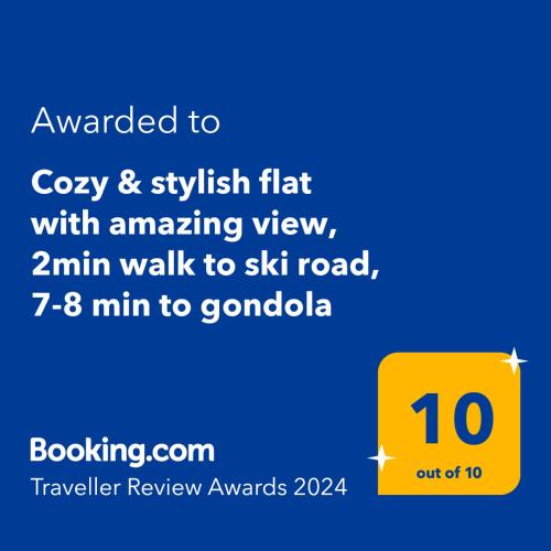 Cozy & stylish flat with amazing view near ski road, 5min to Gondola & Bar Street, Bansko (fotografie 3)