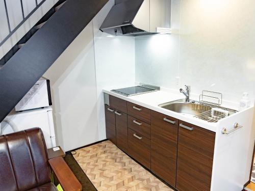 廚房, 麻布呋喃木屋 (Chalet Burlap Furanui) near 照片畫廊 丘之寫真館