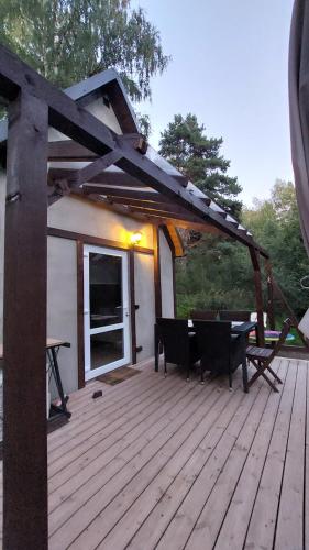 Balkons/terase, small house "Urgas" by the sea with 6 beds in Ķesterciems