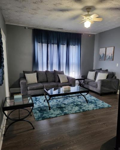 Guest room with two double beds in Seagrave, USA