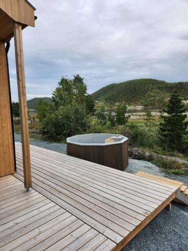 Nyoppført hytte med badestamp in Asenfjord