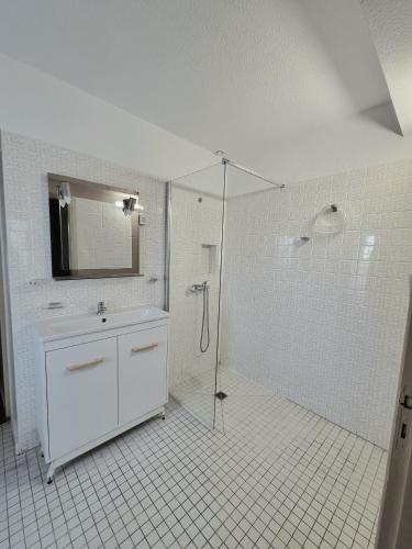 Bathroom, Chaleureux moulin en pierre avec maison attenante in Lavit