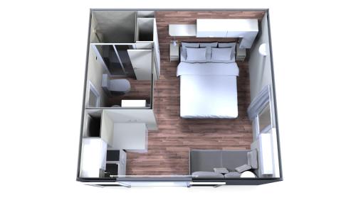 1 queen bed, 1 sofa bed