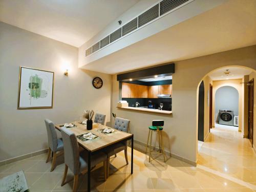 Kitchen, 369 Stays- 1 Bedroom Apartment in Sports City near Dubai Sports City
