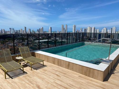 Swimming pool, Bela Hospedagem - #907 Compact Time in Joao Pessoa City Center