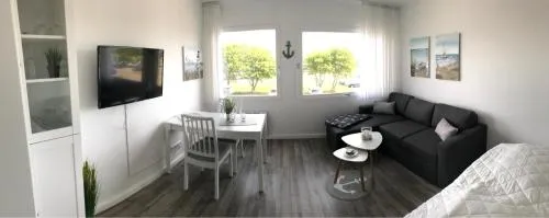 Kleine Hafenbude in Fehmarn, Deutschland