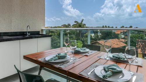 ระเบียง/ชานเรือน, Flat moderno, confortável Praia de Serrambi BFS312 (Flat moderno, confortavel Praia de Serrambi BFS312) in อีโปะจูกา