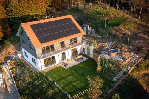 Viesnīcas āriene, Ferienwohnung Weitblick im Dahner Felsenland in Stetten (Baden-Wurttemberg)