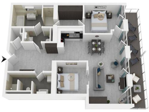 Große Welle - Moderne 25-Zimmer Ferienwohnung mit Südbalkon und Boddenblick - image 3