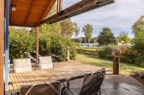 balkon/terasa, Blau am See -Ihr Ferienhaus am Jabelschen See in Jabel
