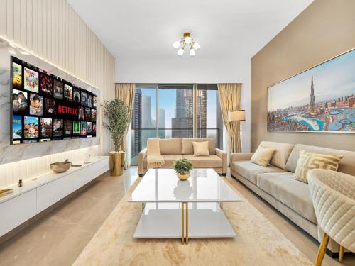 Luxury 1BR 5min to Dubai Mall Burj Khalifa View from pool, Dubái (foto 7)