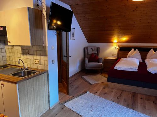 1 queen bed, 1 sofa bed
