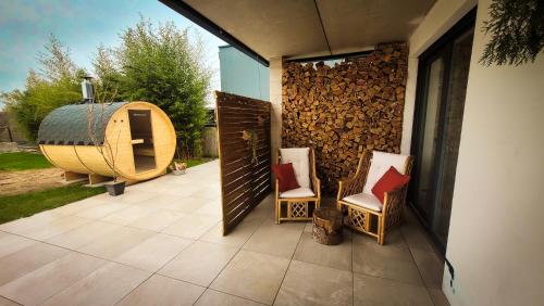 Sauna, Ferienwohnung Himmelsblick am See in Gries