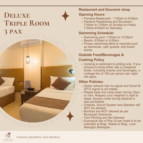 Pamana Resorts and Hotels Room Type - Deluxe Triple Room