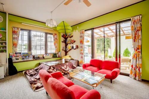 zonă comună salon/TV, Guesthouse Murabito in Yamanakako
