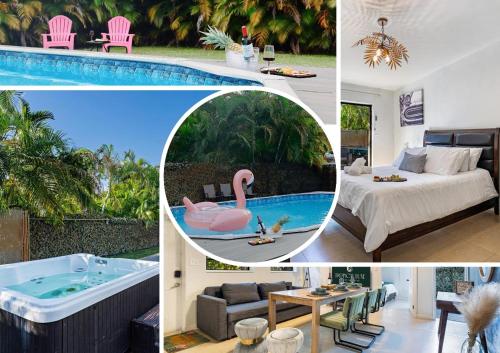 Tropical Oasis with Pool, Hot Tub, BBQ, Games & More 10 Min to Hollywood Beach in Hollywood, USA