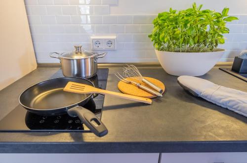 кухня, Marisol Design Apartment mit eigenem Stellplatz in Solingen