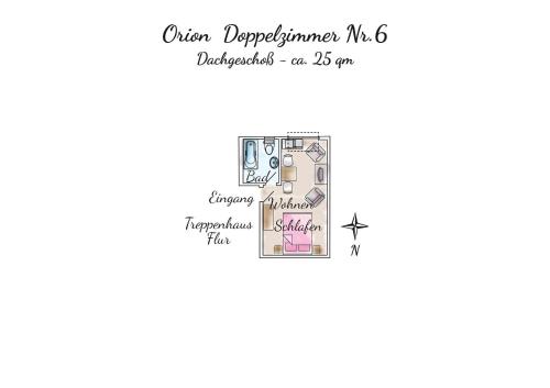 Alaprajzok, Gästehaus Orion - Doppelzimmer 6 (Gastehaus Orion - Doppelzimmer 6) in Spiekeroog