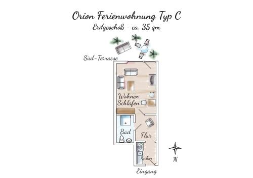 Alaprajzok, Gästehaus Orion - Wohnung 8 (Gastehaus Orion - Wohnung 8) in Spiekeroog
