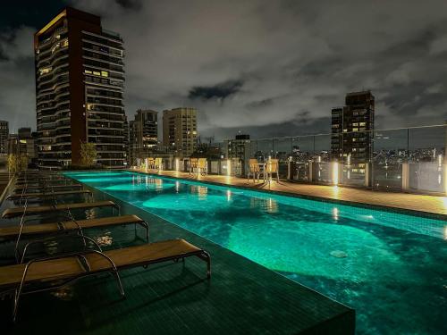 Studio Jardins 22 Andar - Varanda com Vista Panorâmica, Sauna, Piscina e Academia, São Paulo