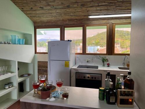 Cucina, Suite Mikuna con vista al mar in Olon
