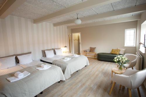 2 queen beds, 1 sofa bed