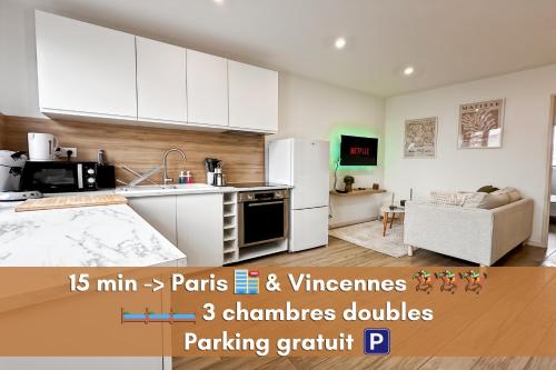NOA - Appartement familial très proche Paris et Vincennes - Parking free - Location saisonnière - Joinville-le-Pont