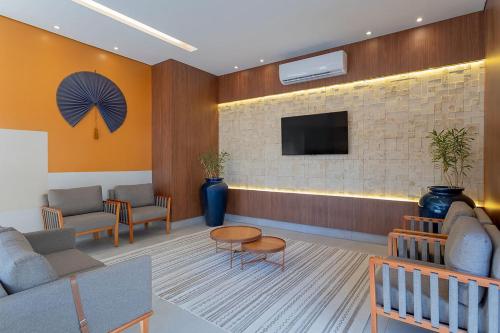 ห้องส่วนกลางสำหรับนั่งเล่น/ดูทีวี, Pousada Villas - Bonito in โบนิโต