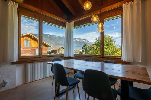 Alpine view with balcony near Interlaken in Wilderswil, Schweiz